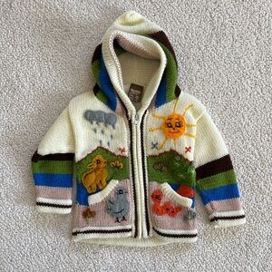 Sisandina Wool Kids Animal-Themed patchwork Knitted Hoodie size 0